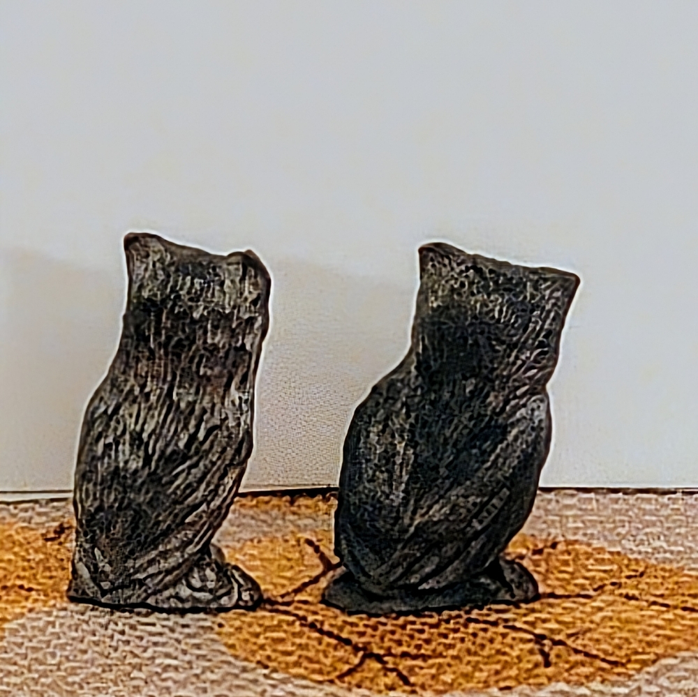 Owl Small Pewter Figurines Mini Owl Family Group Shelf Decor Set of 4 Vintage - Picture 7 of 12